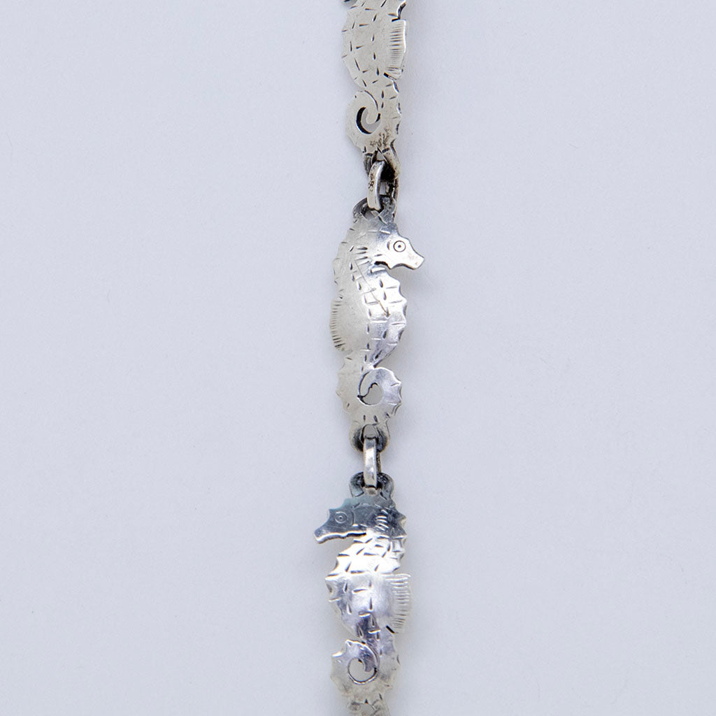 Detail of Gladys Panis Arts &amp; Crafts Sterling Silver Seahorse Bracelet, Falmouth, MA, c. 1950s