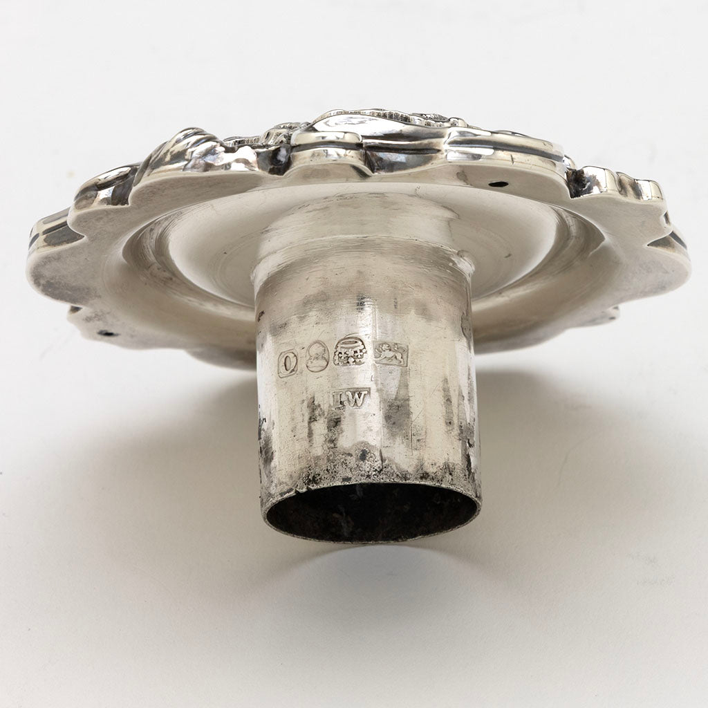 Bobeche marks to John Watson Set of 4 Regency English Antique Sterling Figural Dolphin Candlesticks, Sheffield, 1815/16