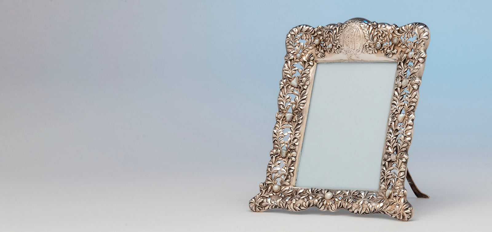 Tiffany and Co. Antique Sterling Picture Frame with Pearls, NYC, NY, c. 1900