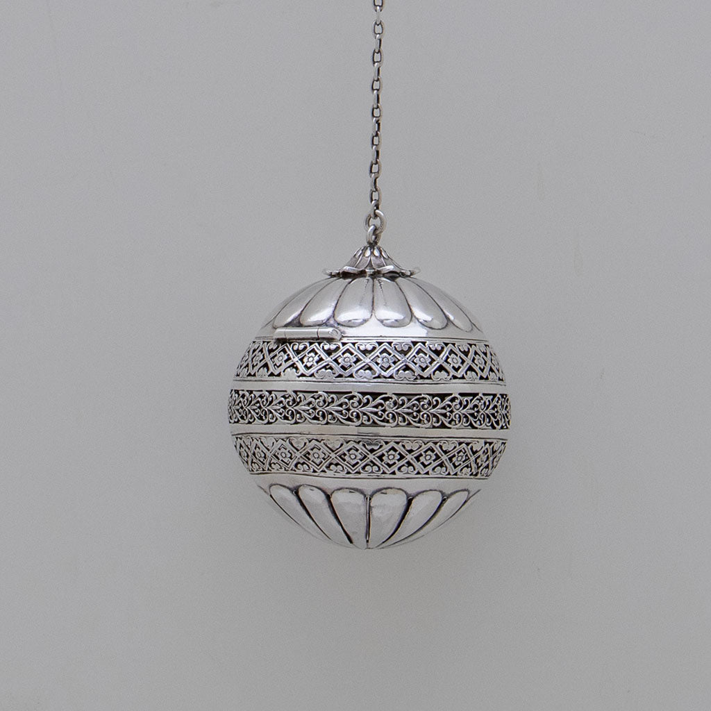 Hinge to Gorham Antique Sterling Silver Tea Ball, Providence, RI, 1884