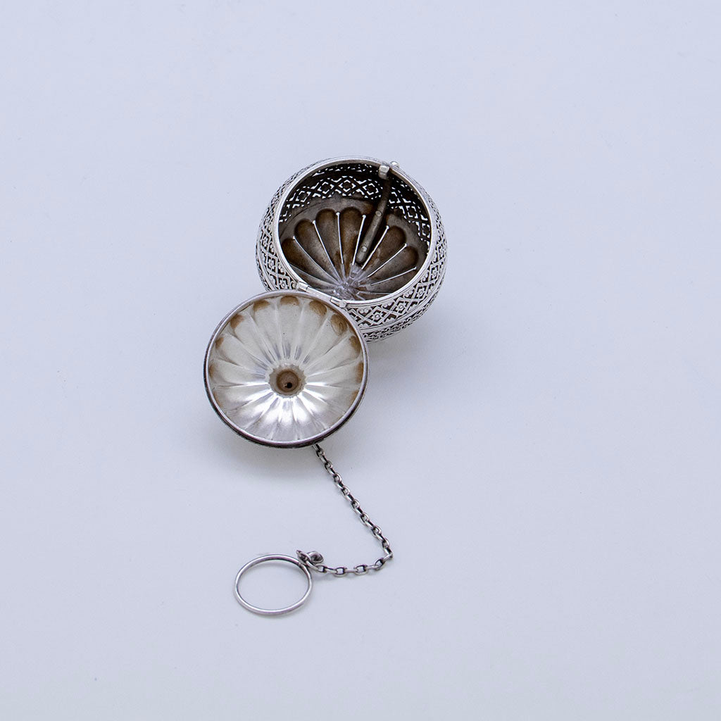 Open Gorham Antique Sterling Silver Tea Ball, Providence, RI, 1884
