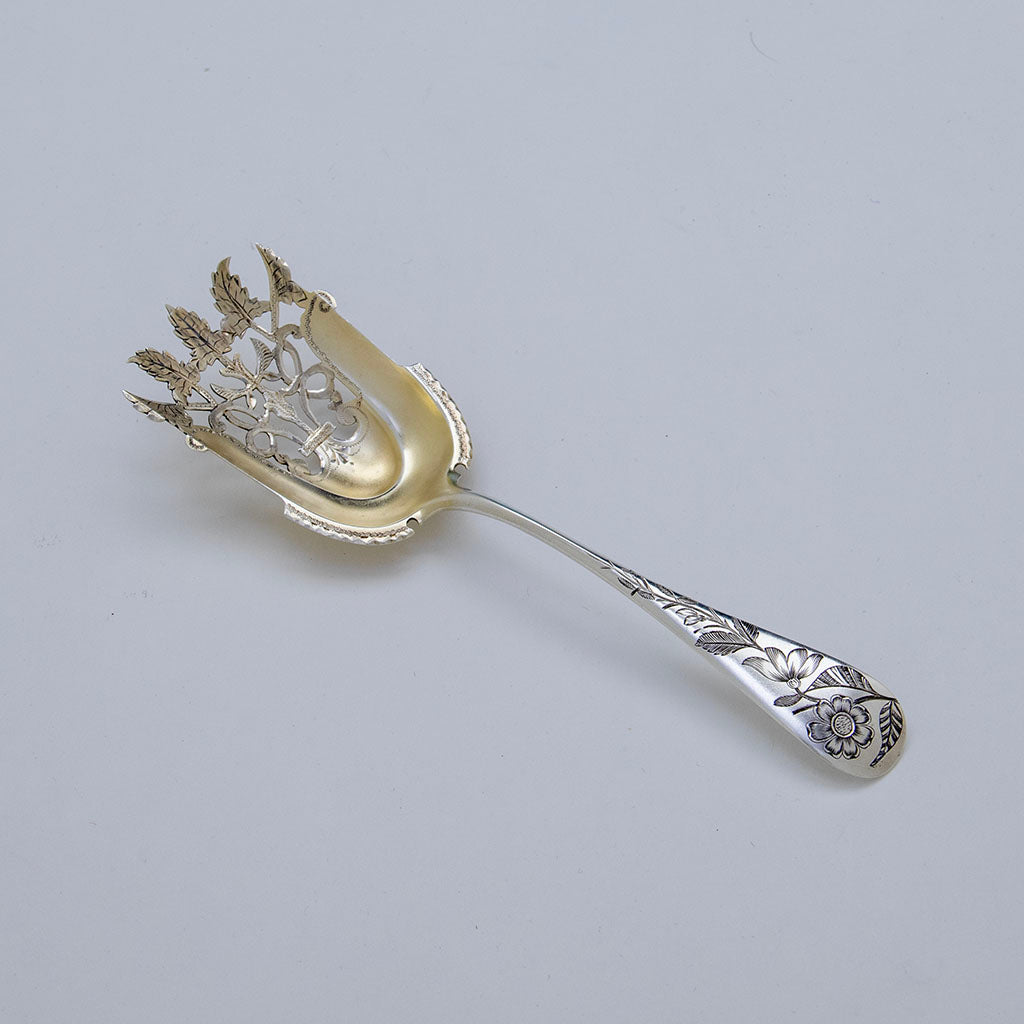 Knowles Bright-cut Antique Sterling Silver Pierced Server, Providence, RI, c. 1880