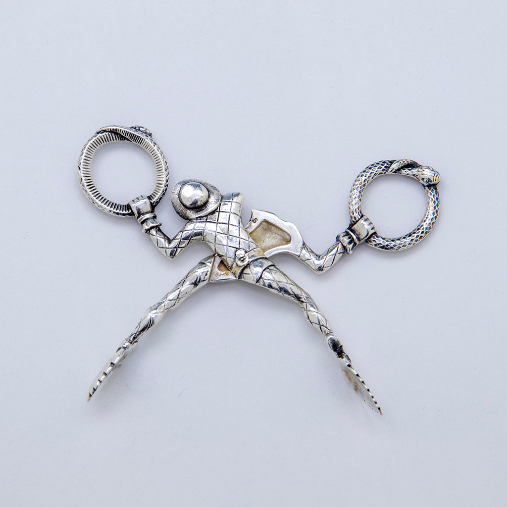 Back open Gorham Antique sterling &#39;Harlequin&#39; Sugar Tongs, Providence, RI, c, 1870s