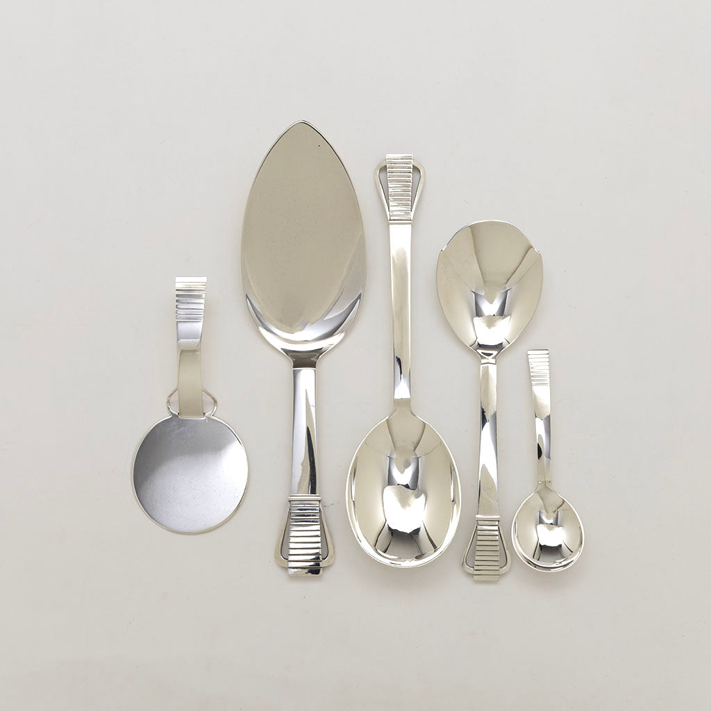 Servers to Georg Jensen &#39;Parallel&#39; Pattern Flatware Set, Copenhagen, Denmark, c. 1950