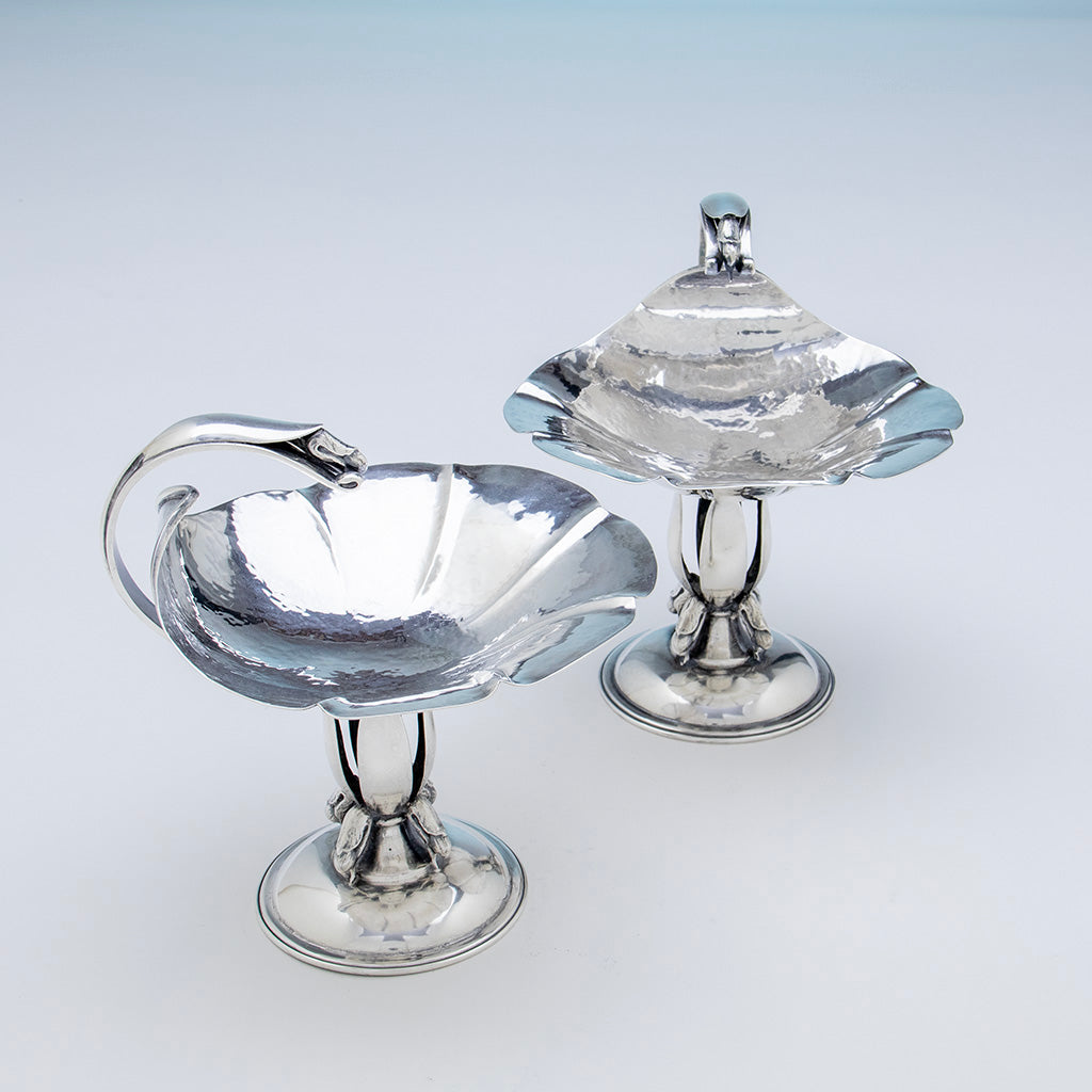 Bowls of Pair of Carl Poul Petersen &#39;Blossom&#39; Design Compotes, Montreal, Canada, Mid 20th Century