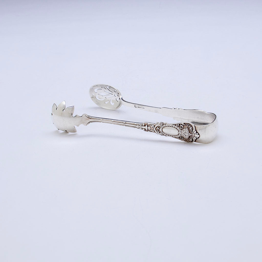 Durgin &#39;Empire&#39; Pattern Antique Sterling Ice Tongs, Concord, NH, c. 1900