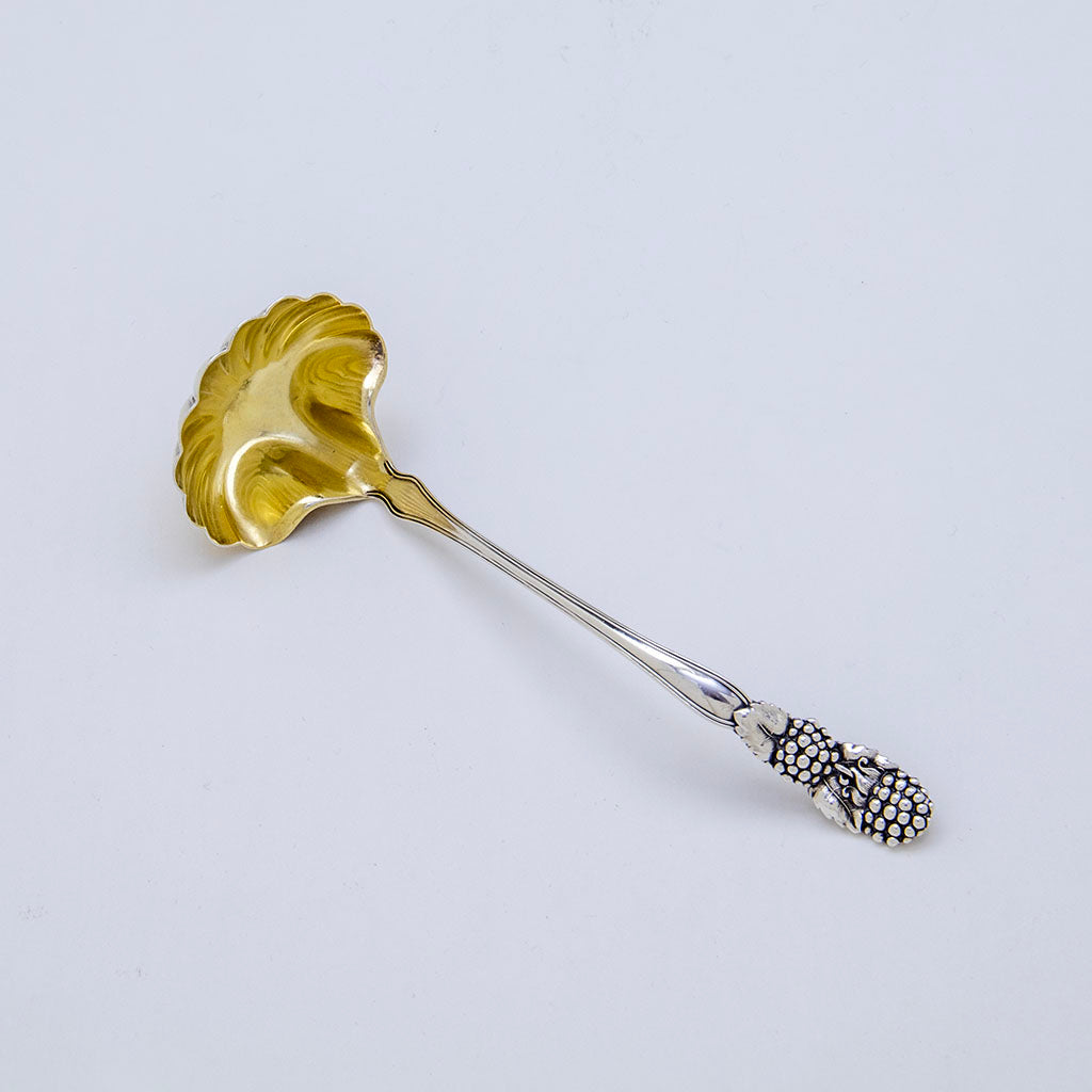 Tiffany &amp; Co. Blackberry Pattern Antique Sterling Silver Cream Ladle, NYC, 1891-1902