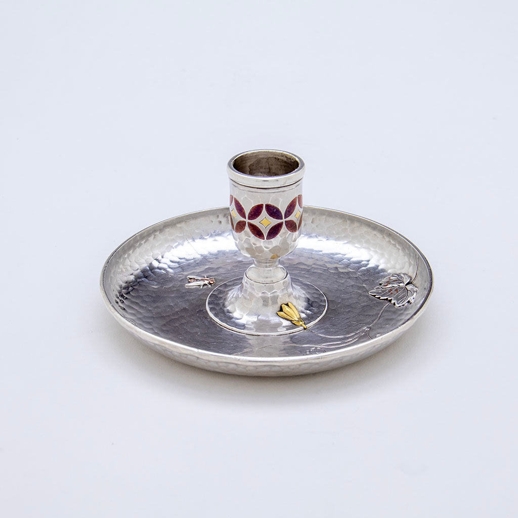 Tiffany & Co Antique Sterling Silver & Mixed Metals Traveling Chamberstick, NYC, NY, c. 1880