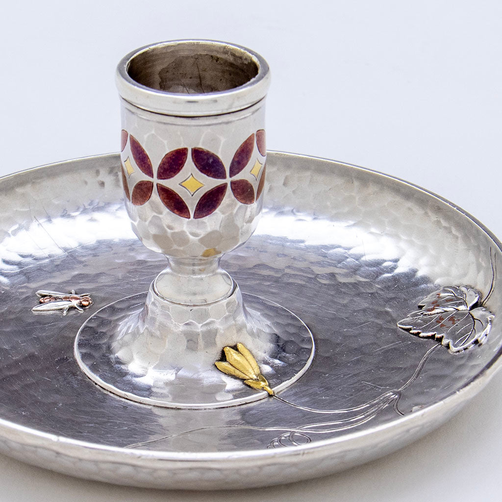 Tiffany &amp; Co Antique Sterling Silver &amp; Mixed Metals Traveling Chamberstick, NYC, NY, c. 1880