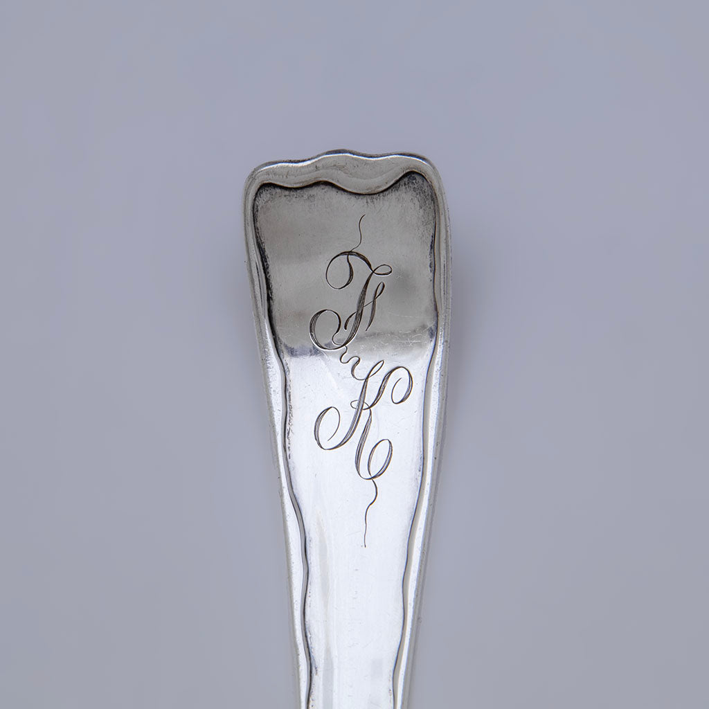 Monogram on Tiffany &amp; Co. &#39;Lap Over Edge&#39; Sterling Silver Large Soup Ladle, NYC, NY, c. 1880-91