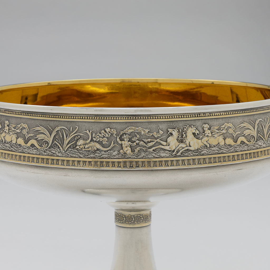 Band detail of Gorham Antique Sterling Silver &quot;1155&quot; Berry Bowl, Providence, RI, 1874