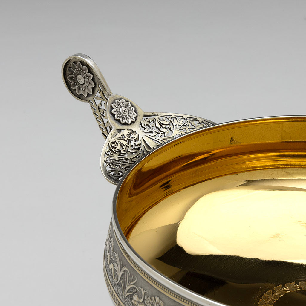 Top of handle to Gorham Antique Sterling Silver &quot;1155&quot; Berry Bowl, Providence, RI, 1874