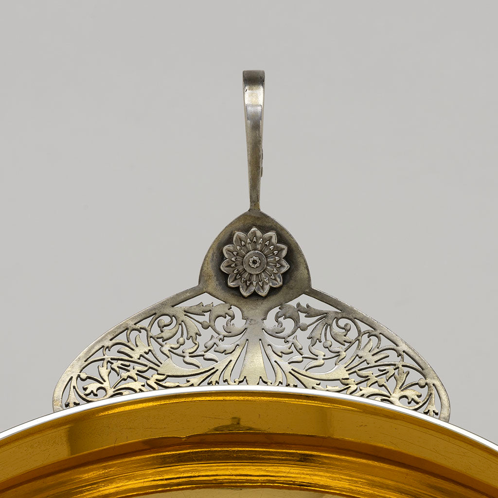 Handle detail of Gorham Antique Sterling Silver &quot;1155&quot; Berry Bowl, Providence, RI, 1874
