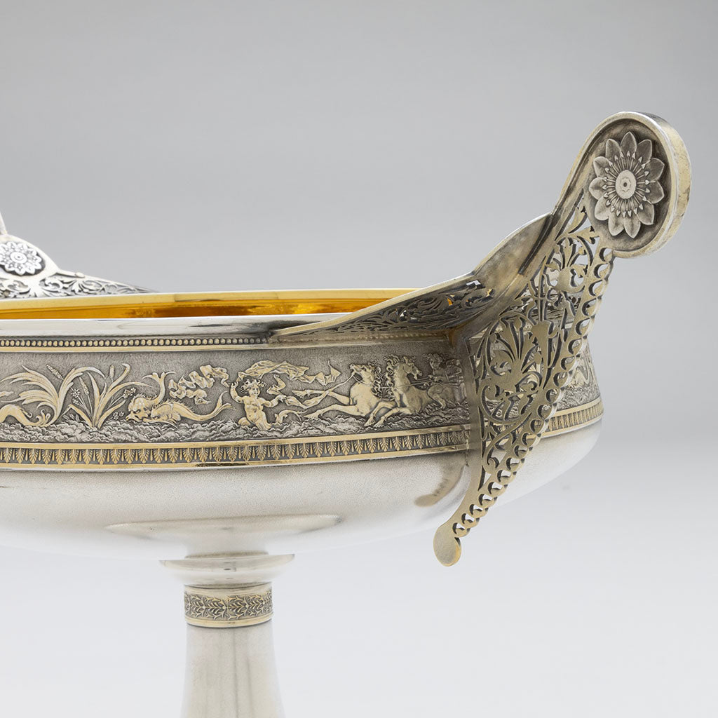 Piercework on Gorham Antique Sterling Silver &quot;1155&quot; Berry Bowl, Providence, RI, 1874