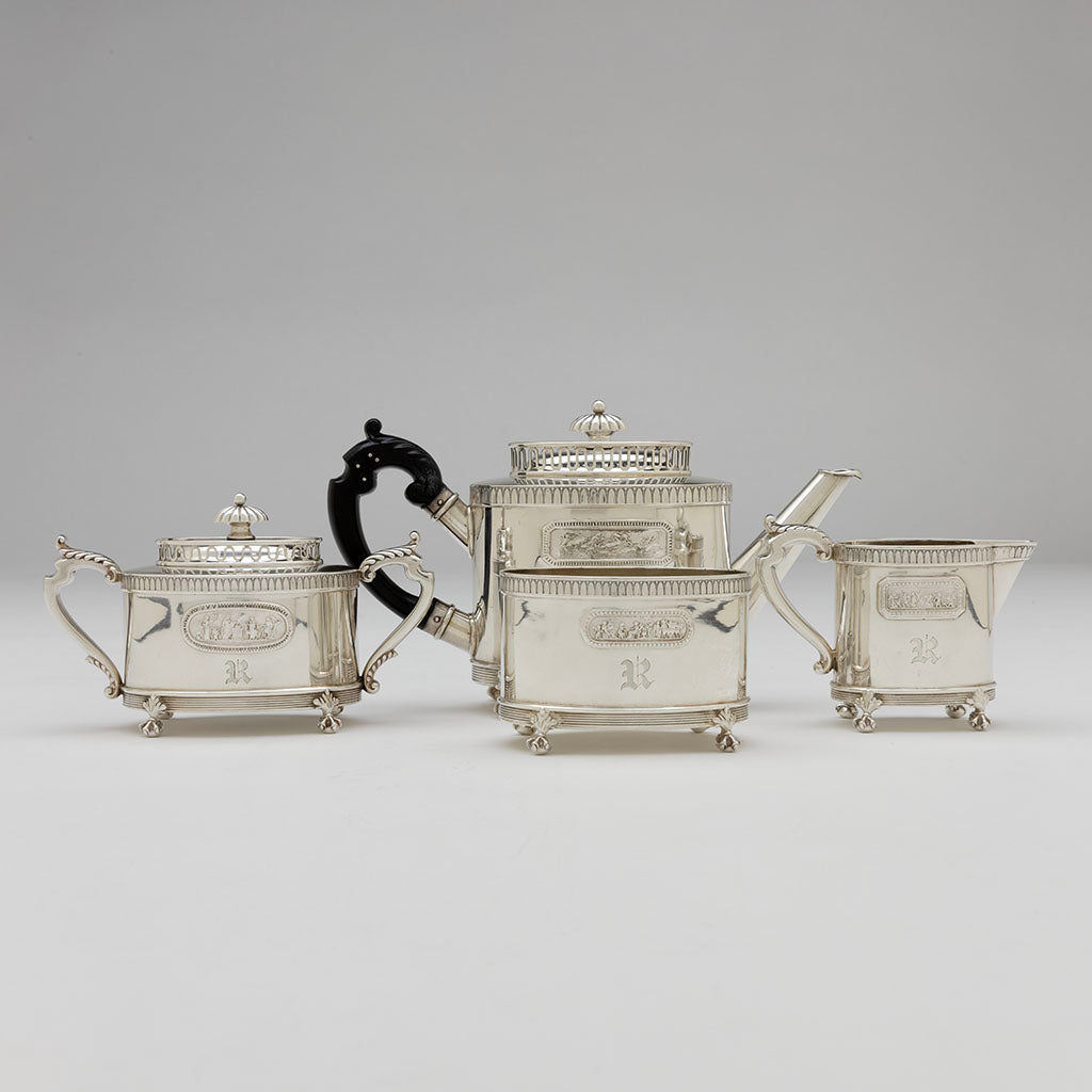 Monograms on Gorham Antique Sterling Silver &#39;Sample&#39; Tea Service, Providence, RI, 1892,93