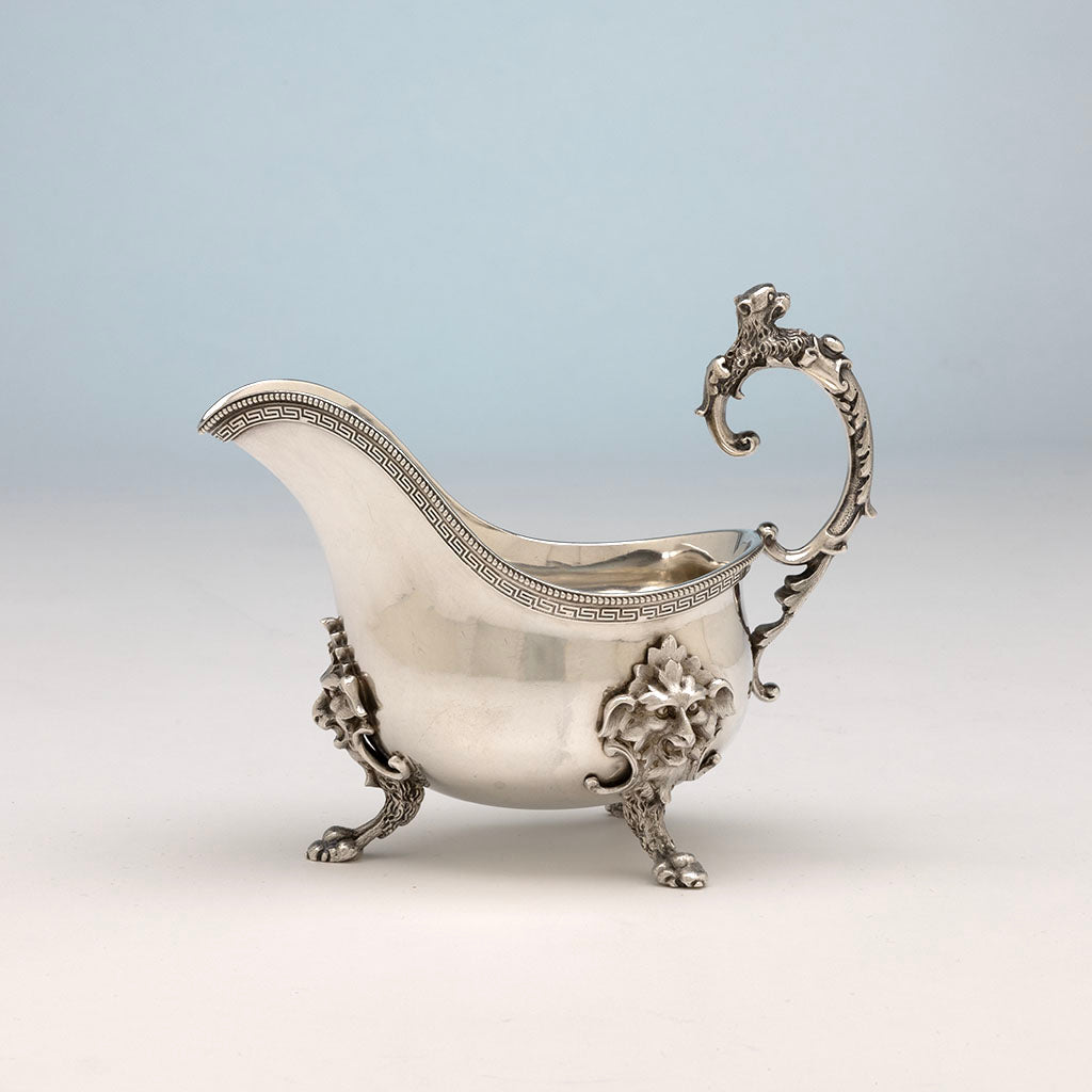 Rogers & Wendt Antique Coin Silver Gravy Boat, Boston, MA, 1854-59, retailed by Hyde & Goodrich, New Orleans, LA