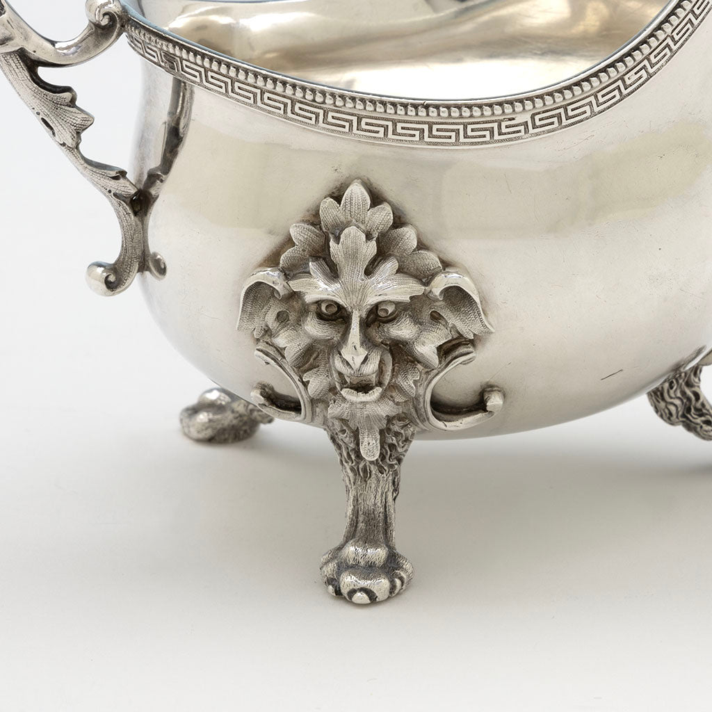Foot dsetail of Rogers &amp; Wendt Antique Coin Silver Gravy Boat, Boston, MA, 1854-59, retailed by Hyde &amp; Goodrich, New Orleans, LA