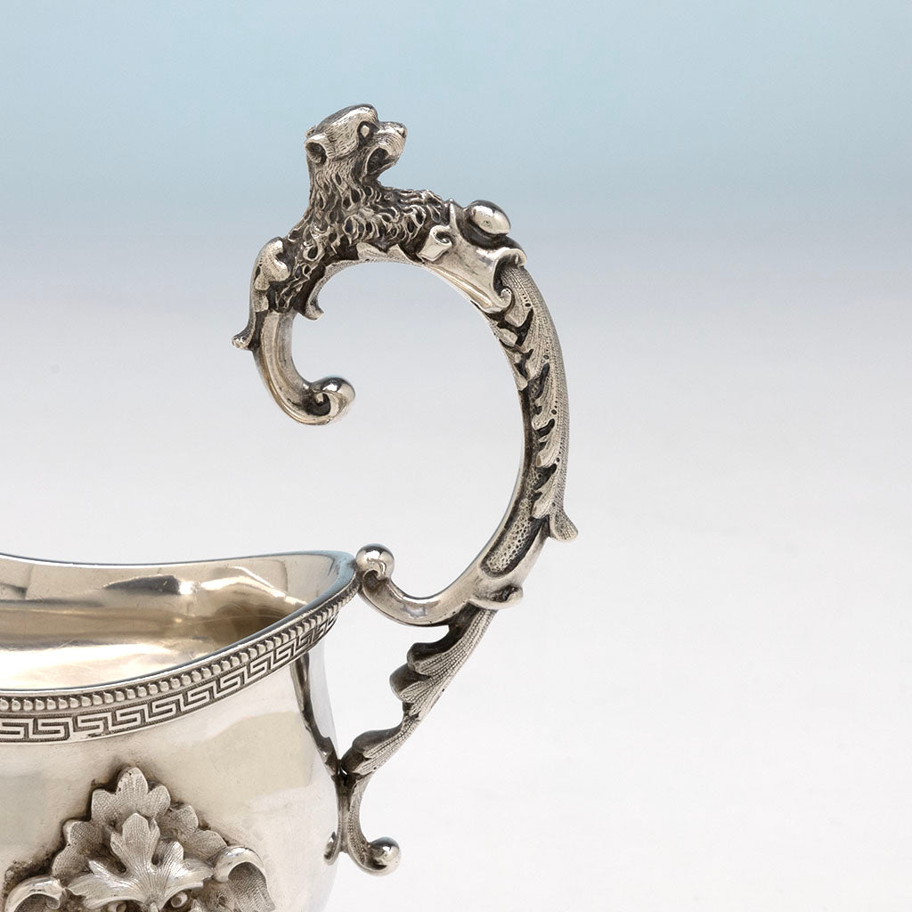 Handle to Rogers &amp; Wendt Antique Coin Silver Gravy Boat, Boston, MA, 1854-59, retailed by Hyde &amp; Goodrich, New Orleans, LA