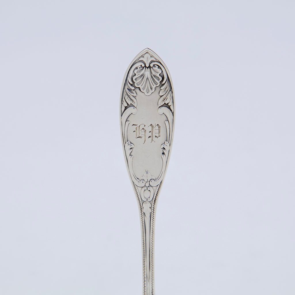 Habdle to George Sharp for Bailey &amp; Co Antique Sterling Silver Buckwheat Pancake or Pastry Server, Philadelphia, c. 1880