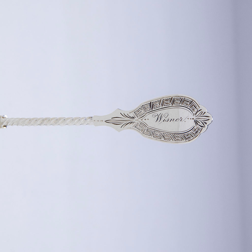 Handle to Albert Coles Antique Coin Silver Berry Scoop, NYC, NY, c. 1860s