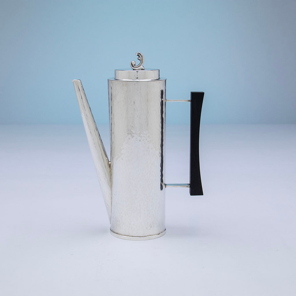 Pot to Old Newbury Crafters Modern Sterling Silver Coffee/ Tea Set, Amesbury, MA, c. 1970