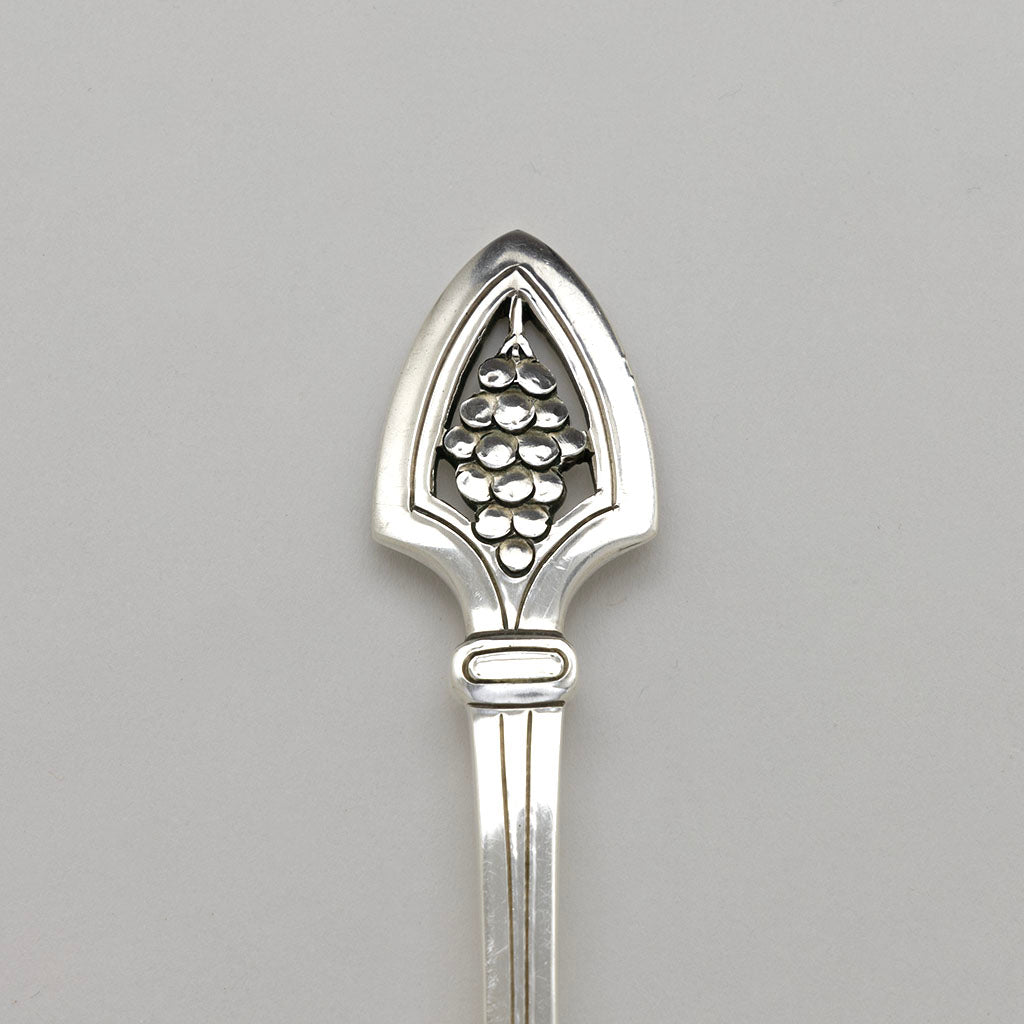 Detail of Arthur Stone Arts &amp; Crafts Sterling Silver Soup Spoons, set of 8, 1918