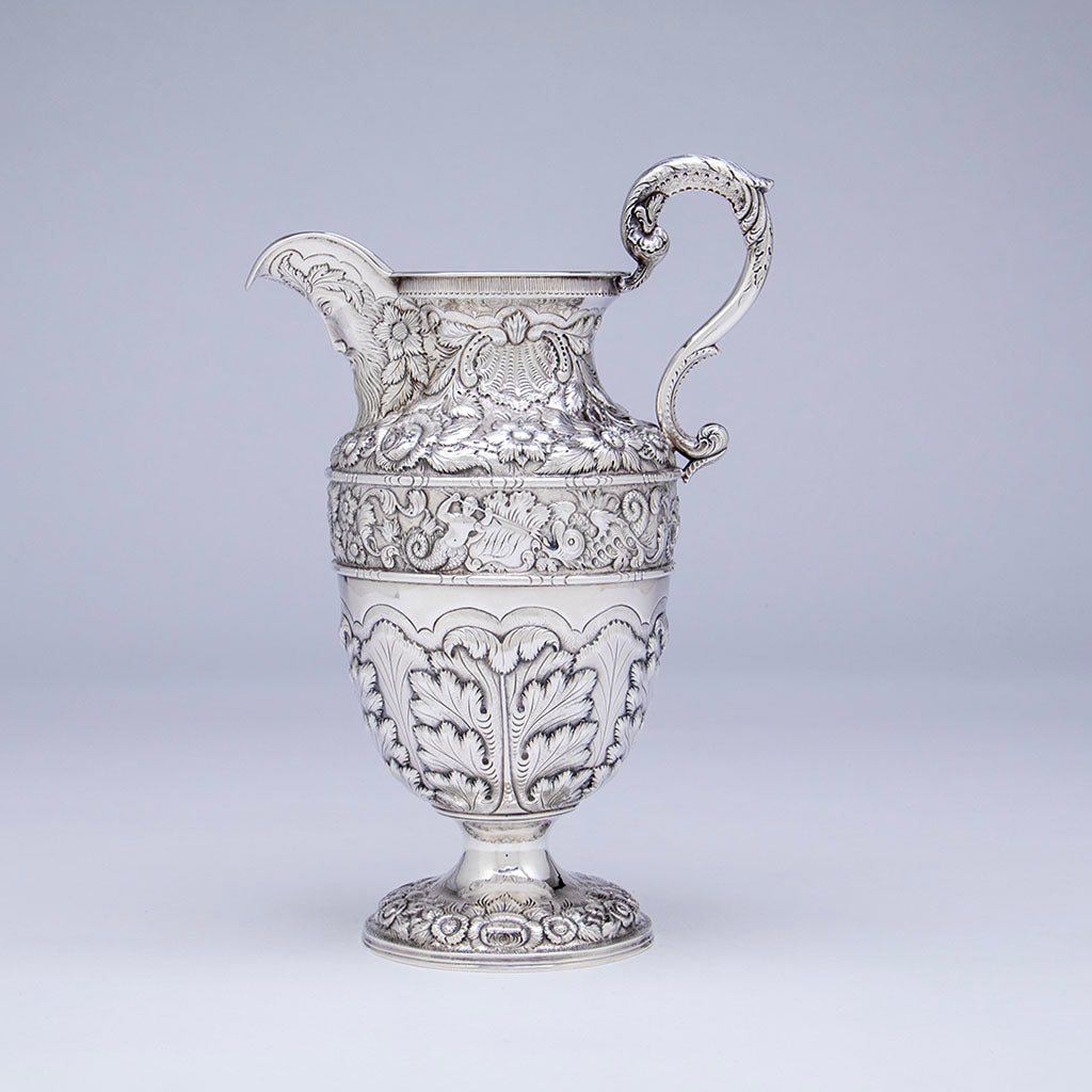 Samuel Kirk 11oz Silver Armorial 'Gilmor' Ewer, Baltimore, c. 1840, bearing the crest of Stone