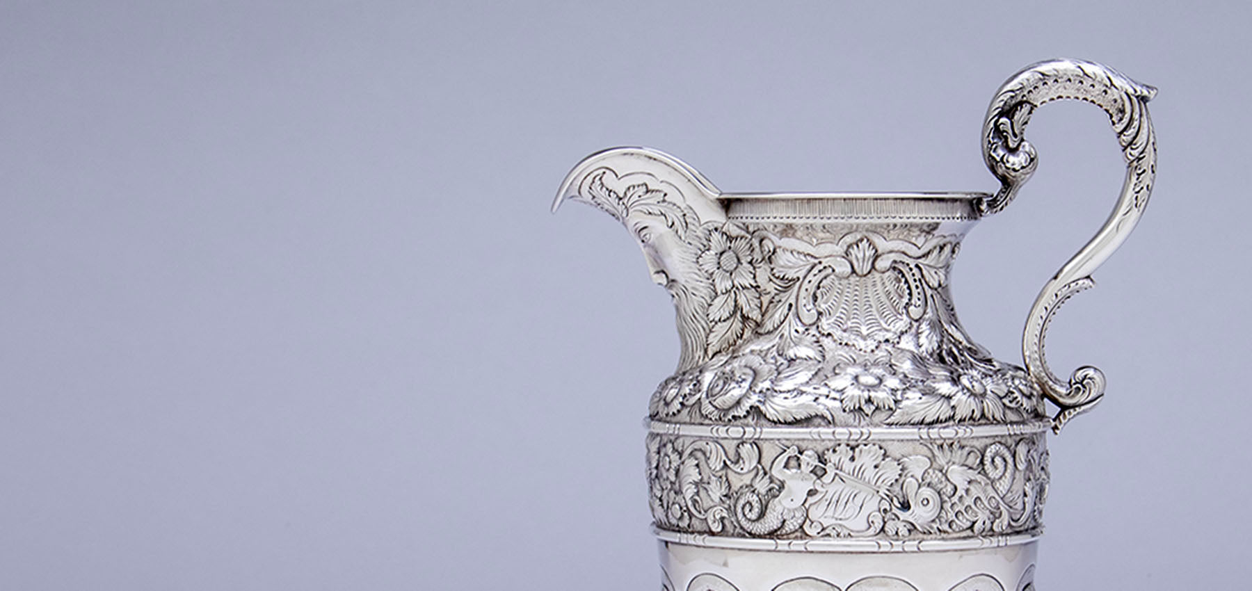 Samuel Kirk Antique Silver Armorial 'Gilmor' Ewer, Baltimore, 1827-1840, bearing the crest of the Stone Family of Baltimore
