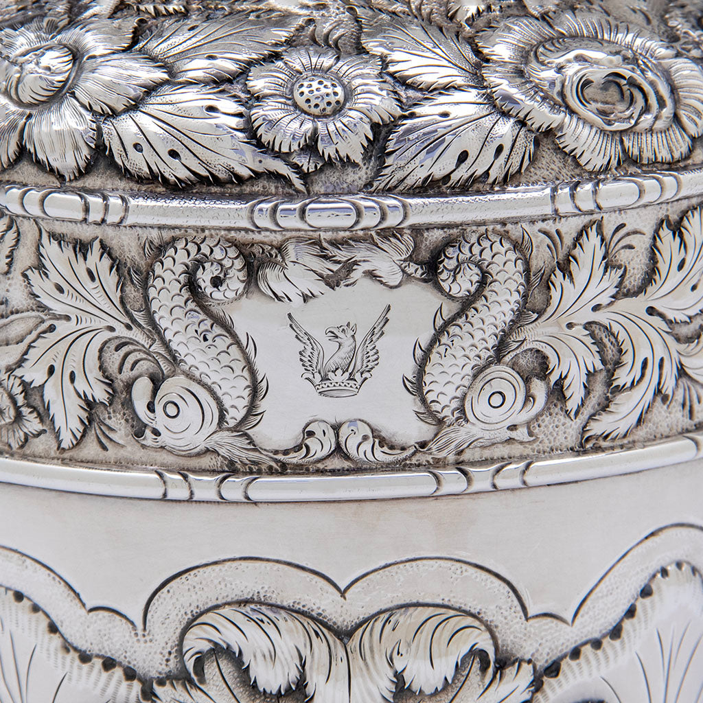 Crest on Samuel Kirk 11oz Silver Armorial &#39;Gilmor&#39; Ewer, Baltimore, c. 1840, bearing the crest of Stone