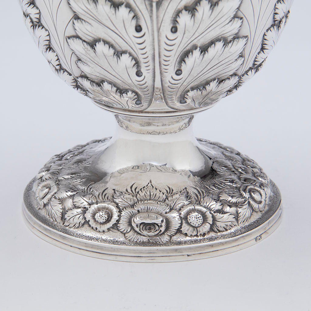 Foot of Samuel Kirk 11oz Silver Armorial &#39;Gilmor&#39; Ewer, Baltimore, c. 1840, bearing the crest of Stone