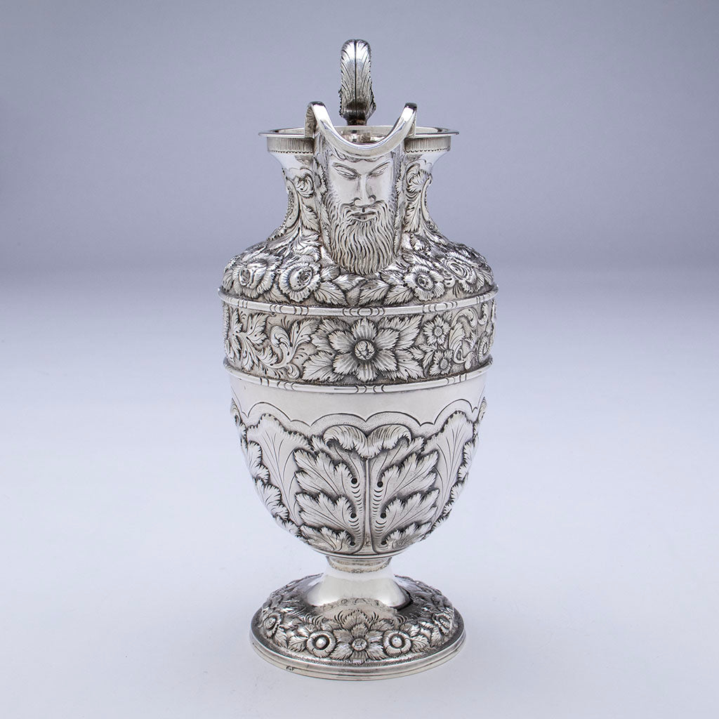 Front of Samuel Kirk 11oz Silver Armorial &#39;Gilmor&#39; Ewer, Baltimore, c. 1840, bearing the crest of Stone