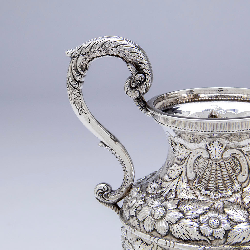 Handle of Samuel Kirk 11oz Silver Armorial &#39;Gilmor&#39; Ewer, Baltimore, c. 1840, bearing the crest of Stone