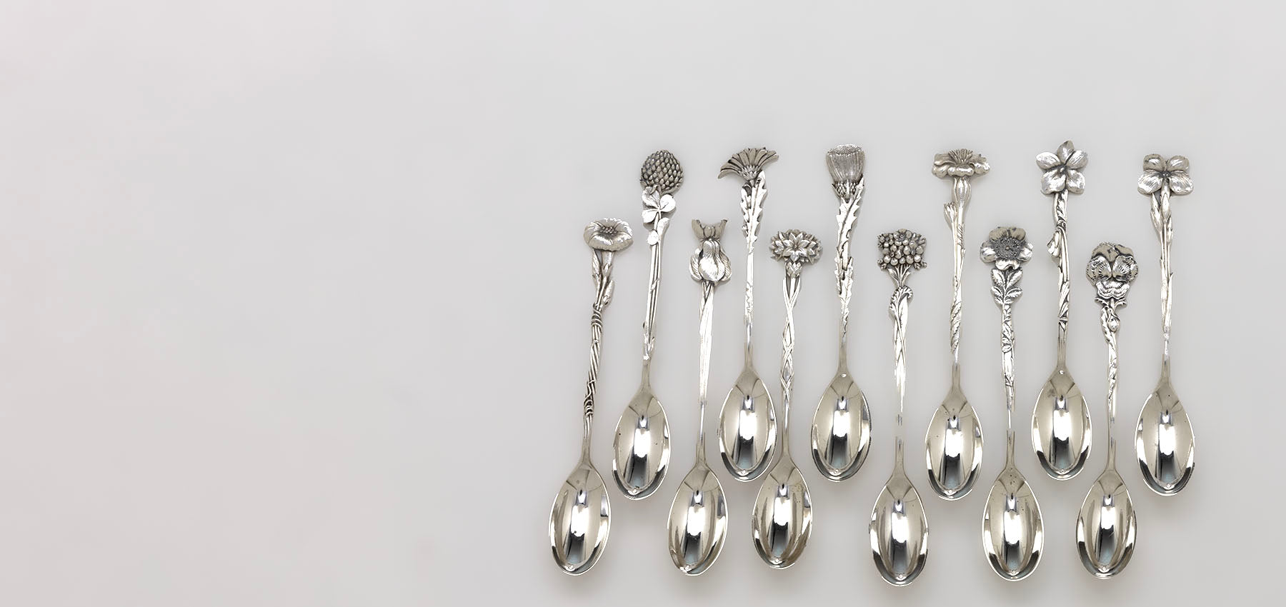 Tiffany & Co. 'Floral' Antique Sterling Silver Demitasse Spoons - set of 12, NYC, c. 1890