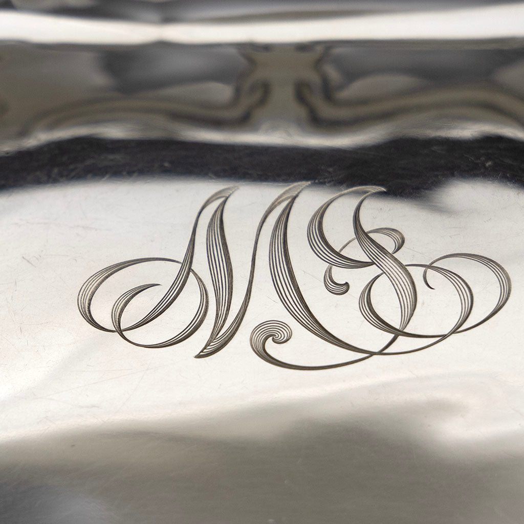 Monogram on Gorham Large Antique Sterling Silver Dogwood Bowl, Providence, RI, 1905
