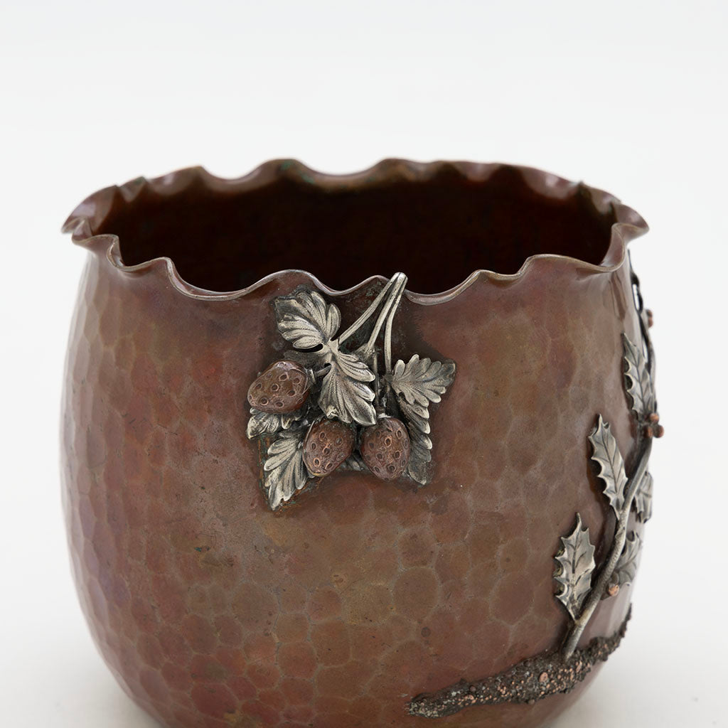 Strawberry on Gorham Antique Copper and Silver Vase, Providence, RI, 1882