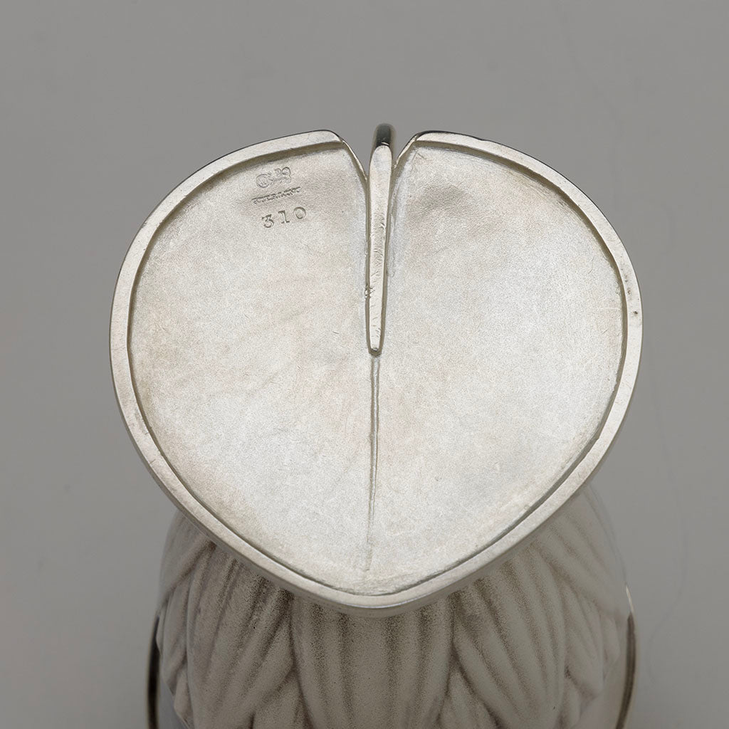 Marks on Whiting Antique Sterling Silver Lily Pad Creamer &amp; Sugar, NYC, NY, c. 1880