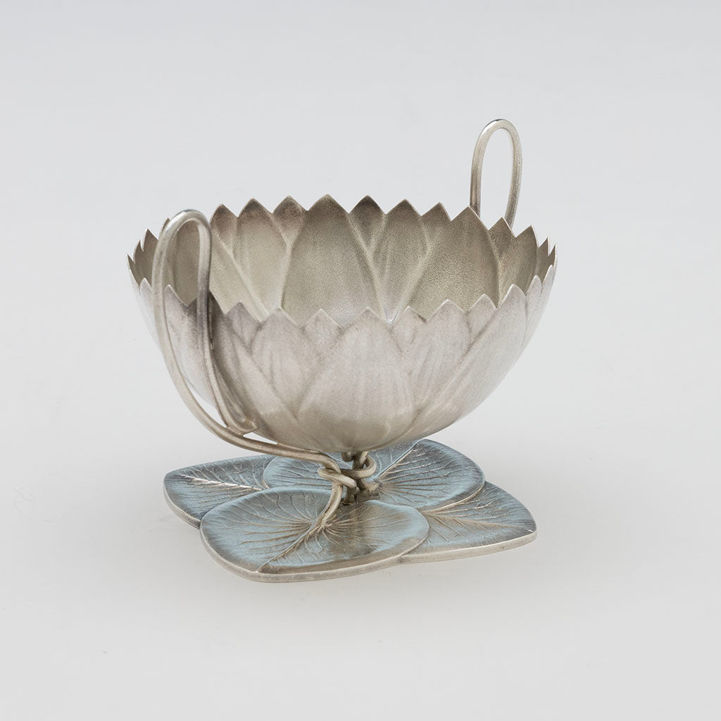 Sugar to Whiting Antique Sterling Silver Lily Pad Creamer &amp; Sugar, NYC, NY, c. 1880