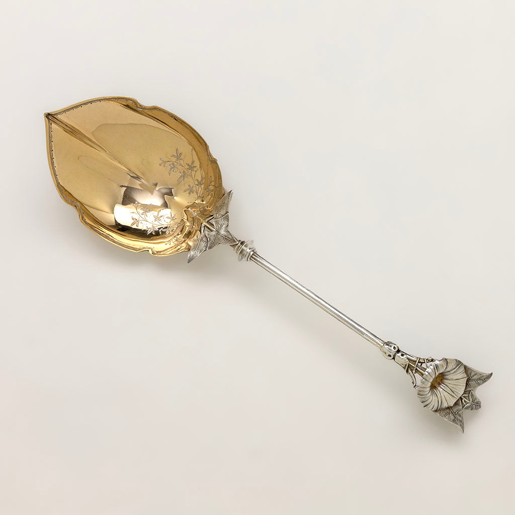 Gorham &#39;Morning Glory&#39; Antique Sterling Serving Spoon, Providence, RI, c. 1870s