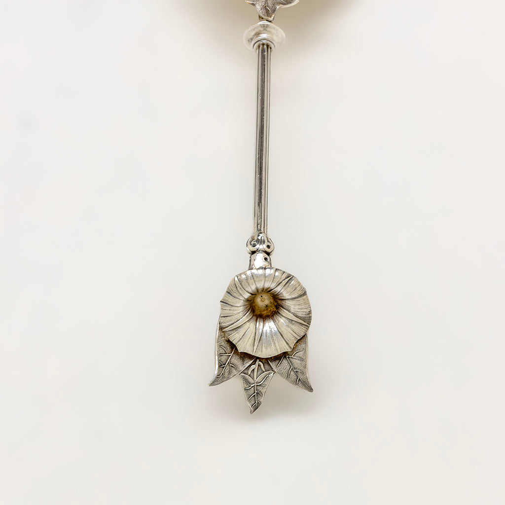 Lily detail of Gorham &#39;Morning Glory&#39; Antique Sterling Serving Spoon, Providence, RI, c. 1870s