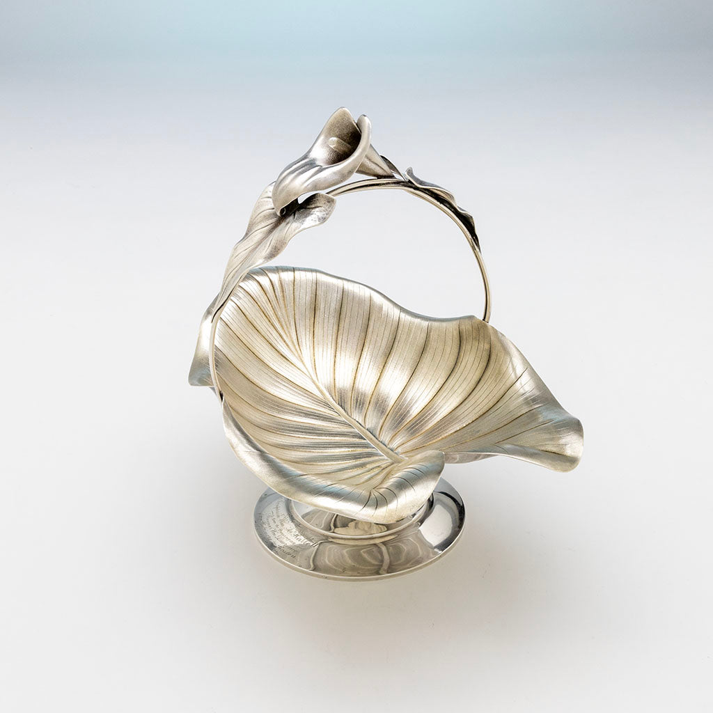 Interior of Whiting Antique Sterling Silver Lily Presentation Basket, NYC, NY, c. 1872