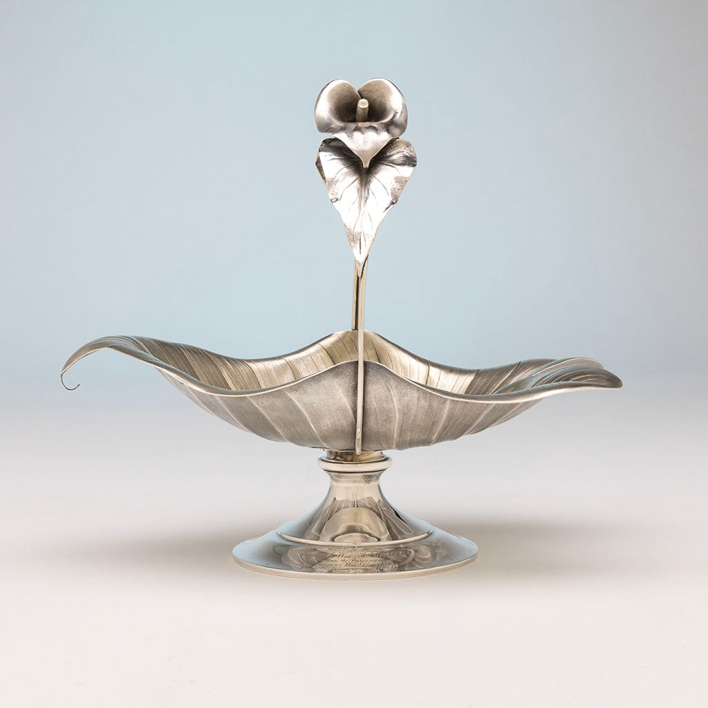 Whiting Antique Sterling Silver Lily Presentation Basket, NYC, NY, c. 1872