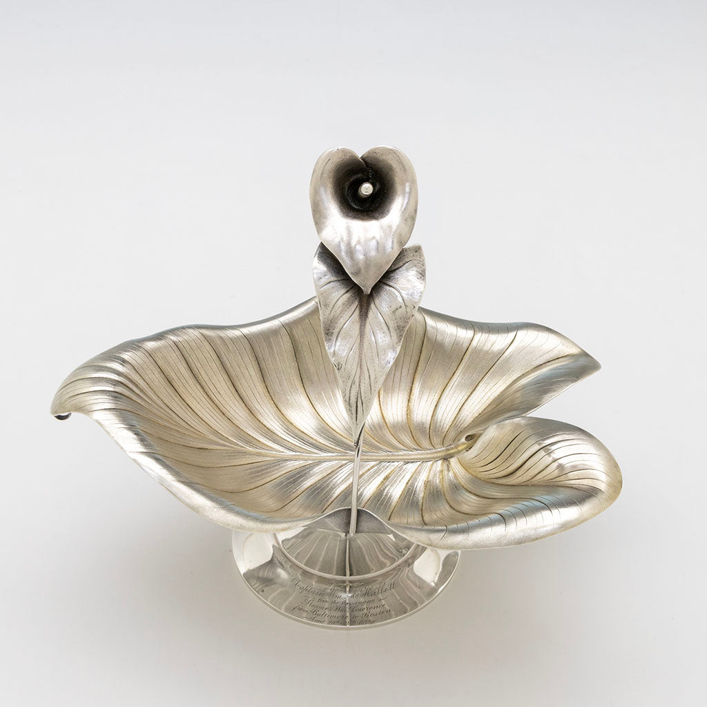 Lily of Whiting Antique Sterling Silver Lily Presentation Basket, NYC, NY, c. 1872