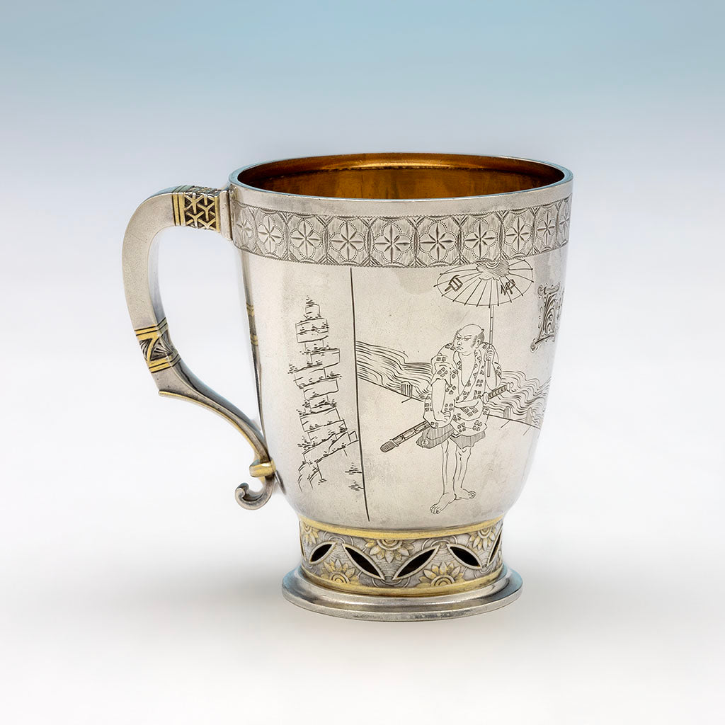 Tiffany & Co. Antique Sterling Silver Japonesque Child's Cup by Moore, New York City, NY, c. 1873