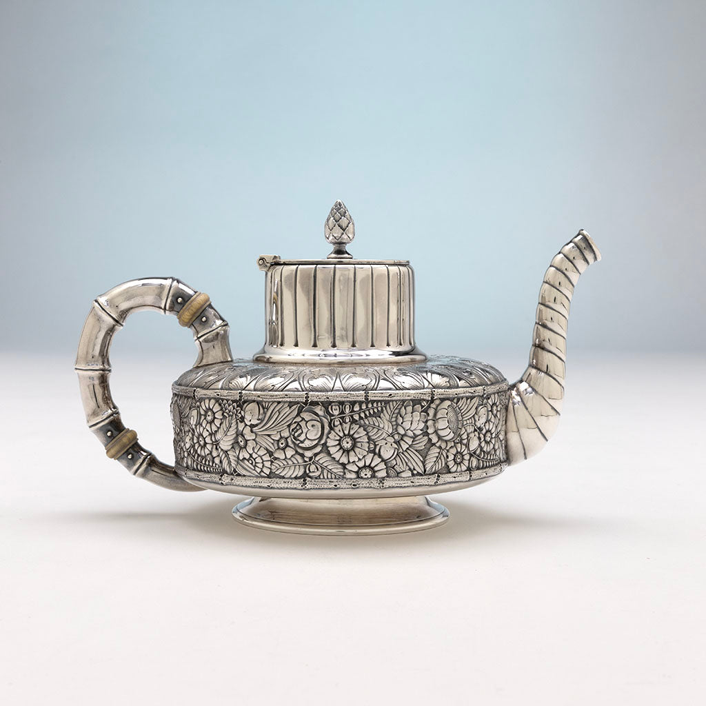 Pot to Gorham Antique Sterling Silver Floral Coffee Set, Providence, RI, 1881