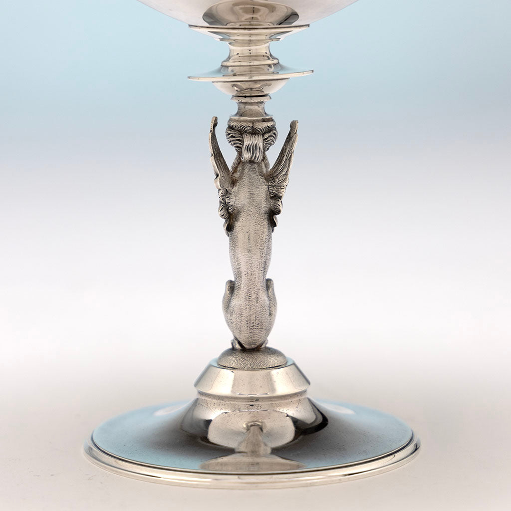 Back detail of Gorham Antique Sterling Silver Figural Tazza, Providence, RI, 1868