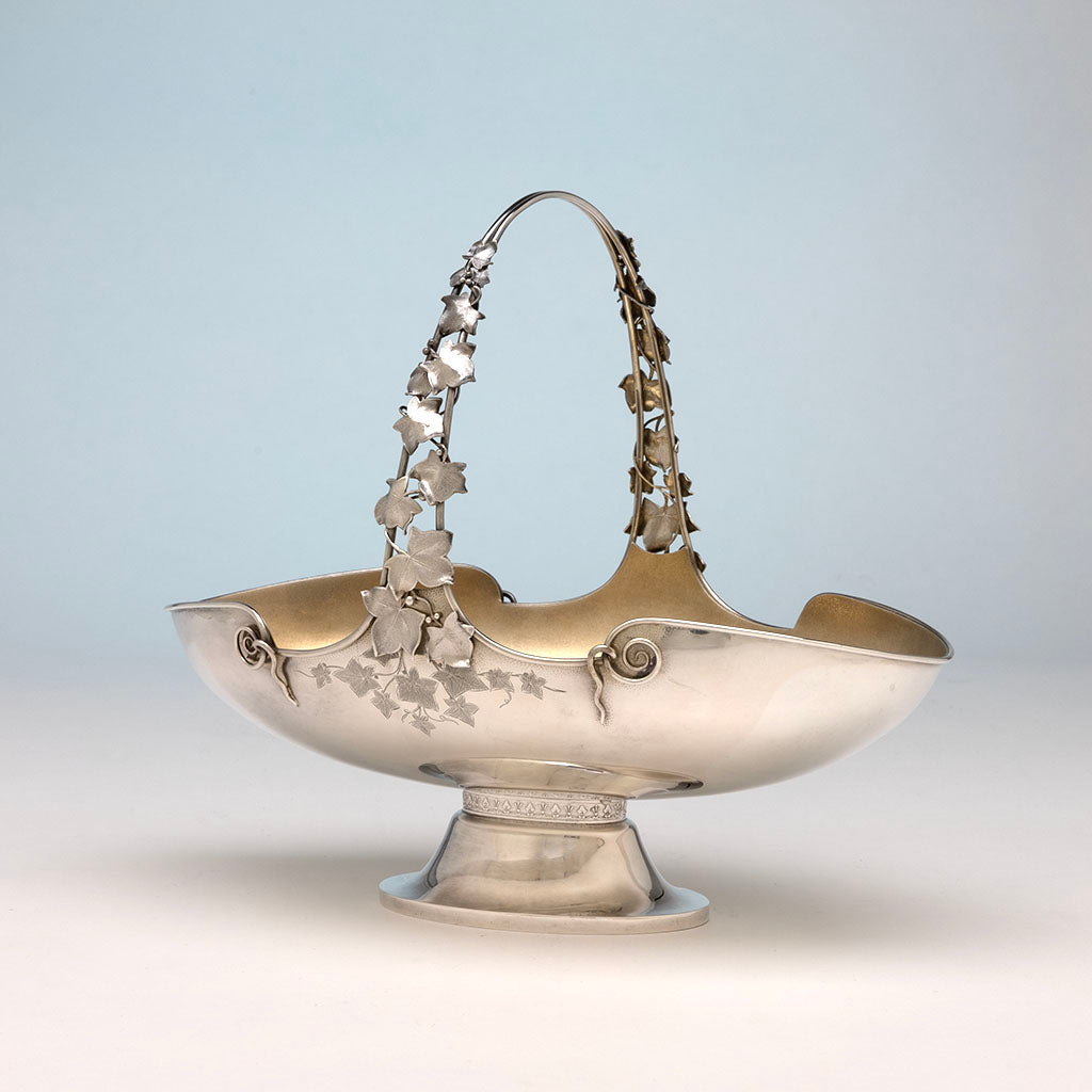 Gorham Aesthetic Antique Sterling Silver Cake Basket, Providence, RI, 1872