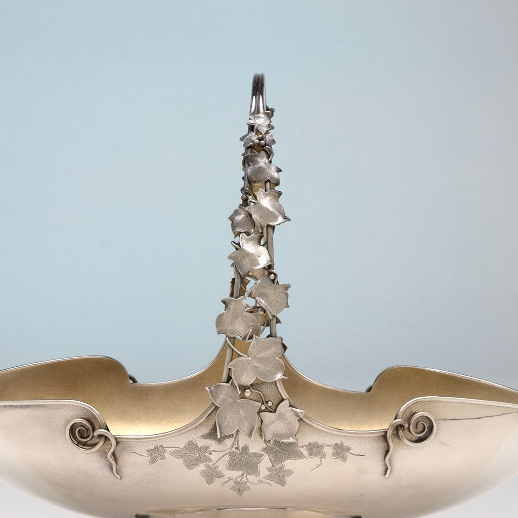 Handle of Gorham Aesthetic Antique Sterling Silver Cake Basket, Providence, RI, 1872