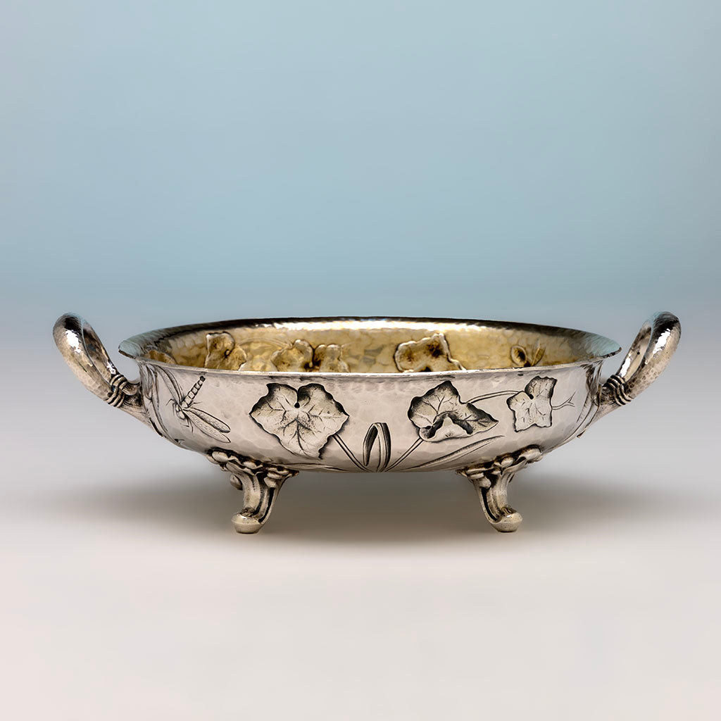 Dominick & Haff Antique Sterling Silver Intaglio Chased Shallow bowl, NYC, NY, 1881