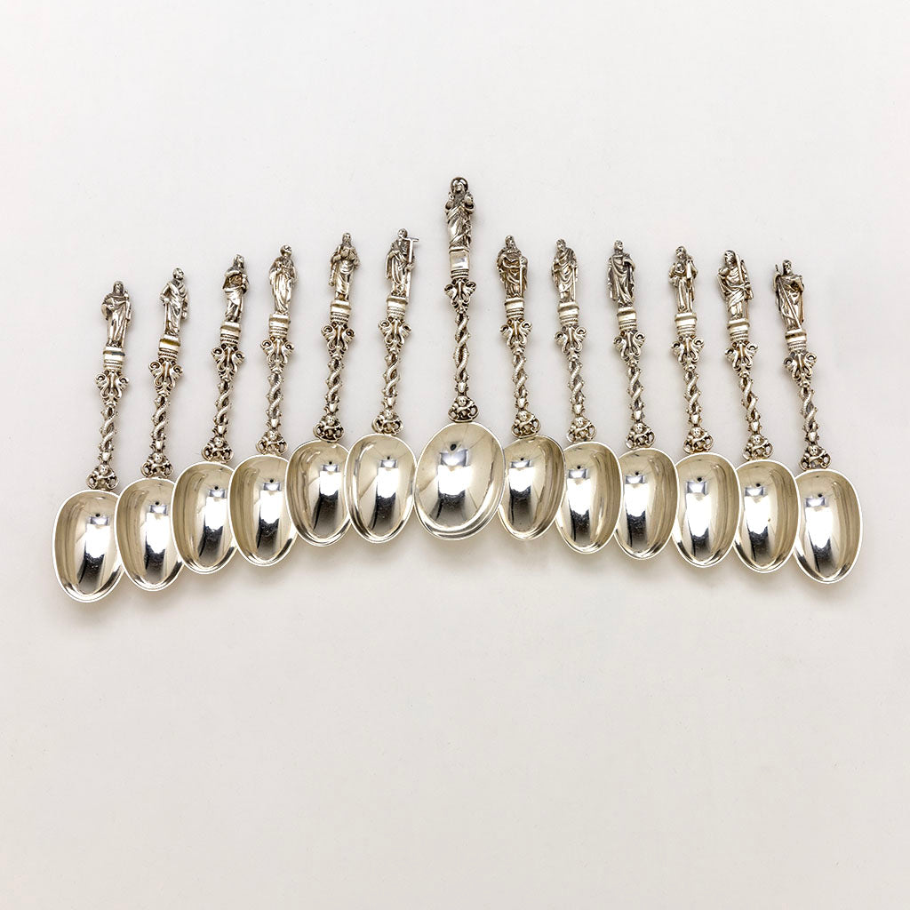Gorham set of Antique Sterling Apostle (Dessert) Spoons, Providence, RI, c. 1894