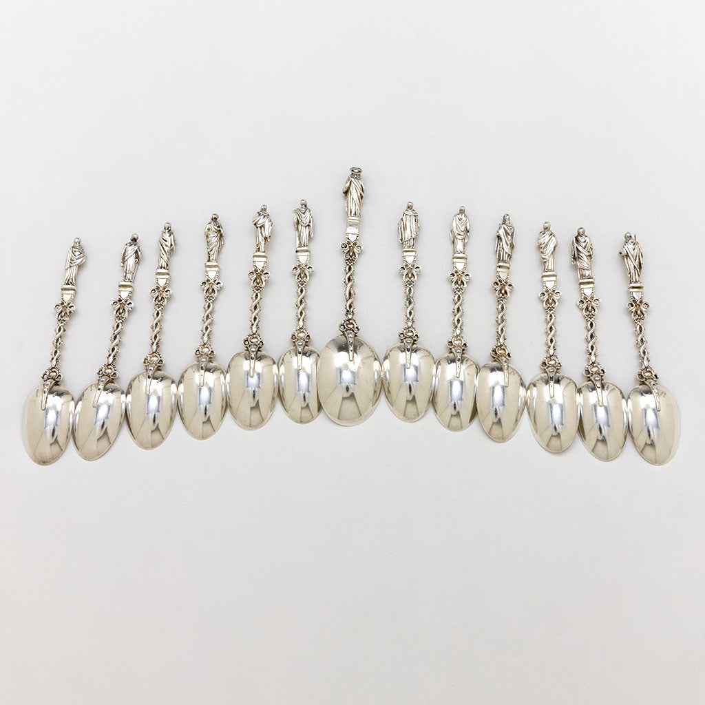 Back of Gorham set of Antique Sterling Apostle (Dessert) Spoons, Providence, RI, c. 1894